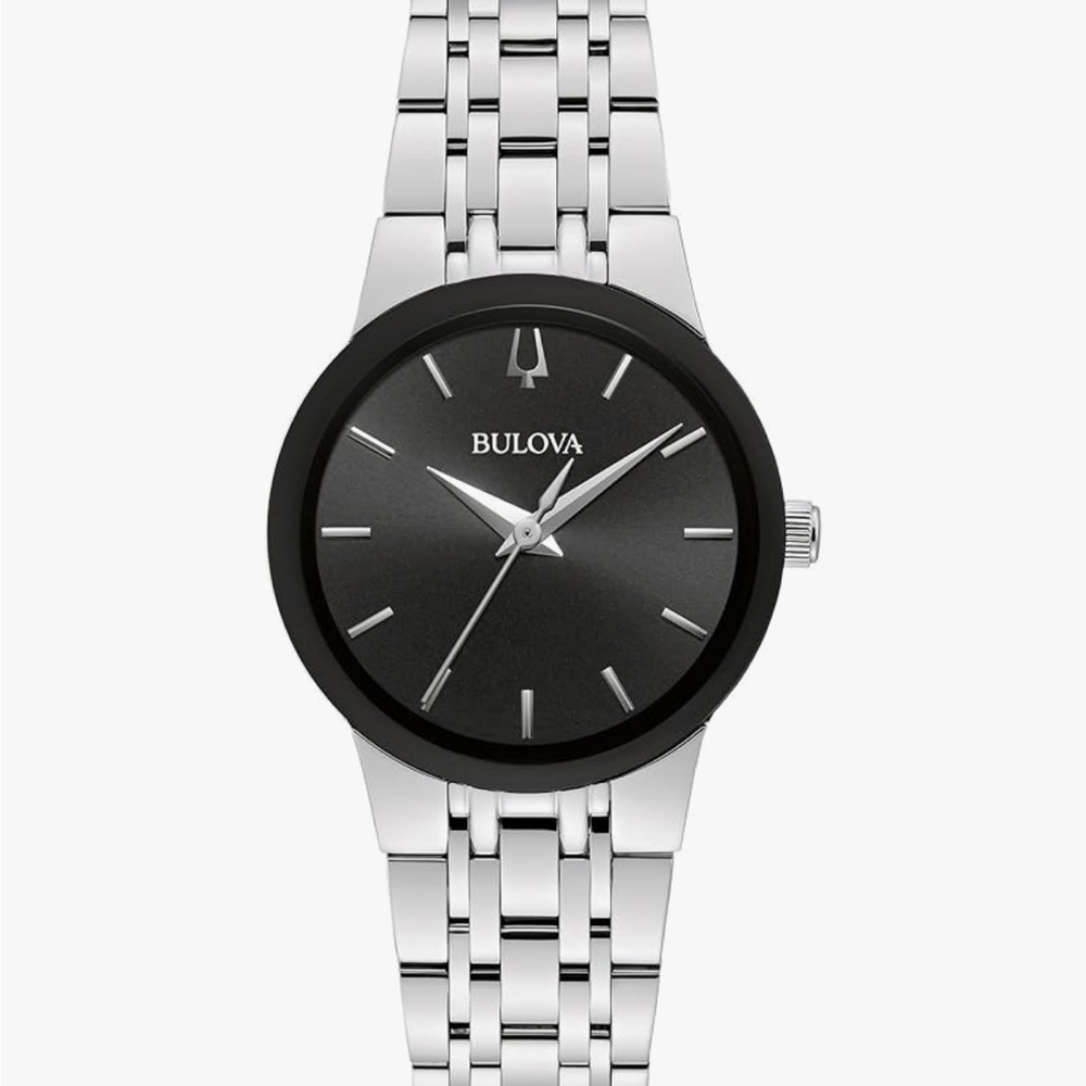 Bulova Classic Silver Watch with Black Face